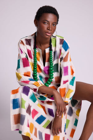 Nagar Squares Kaftan in XS/S MULTI - COLOR - Sustainable Fashion by KLEED LOUNGEWEAR