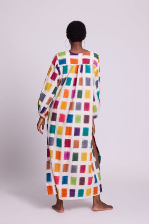 Nagar Squares Kaftan in XS/S MULTI - COLOR - Sustainable Fashion by KLEED LOUNGEWEAR