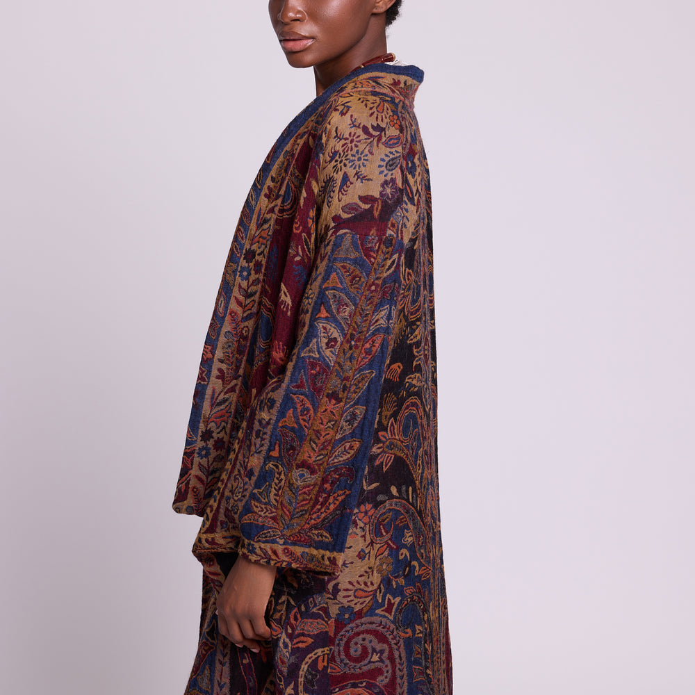 
                      
                        Maroon Paisley Kimono Coat [KLEED]
                      
                    