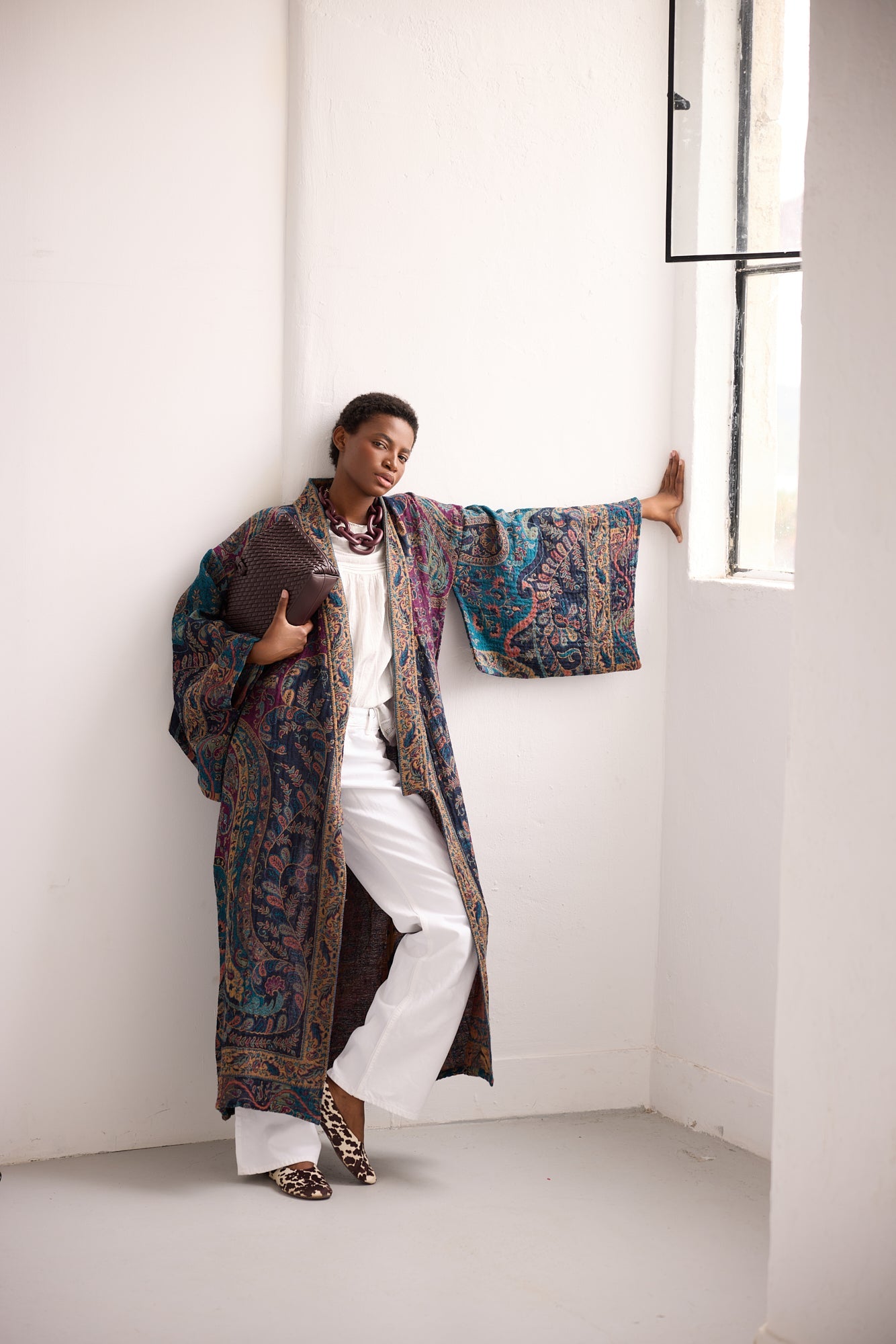 Fuccia Paisley Kimono Coat | KLEED