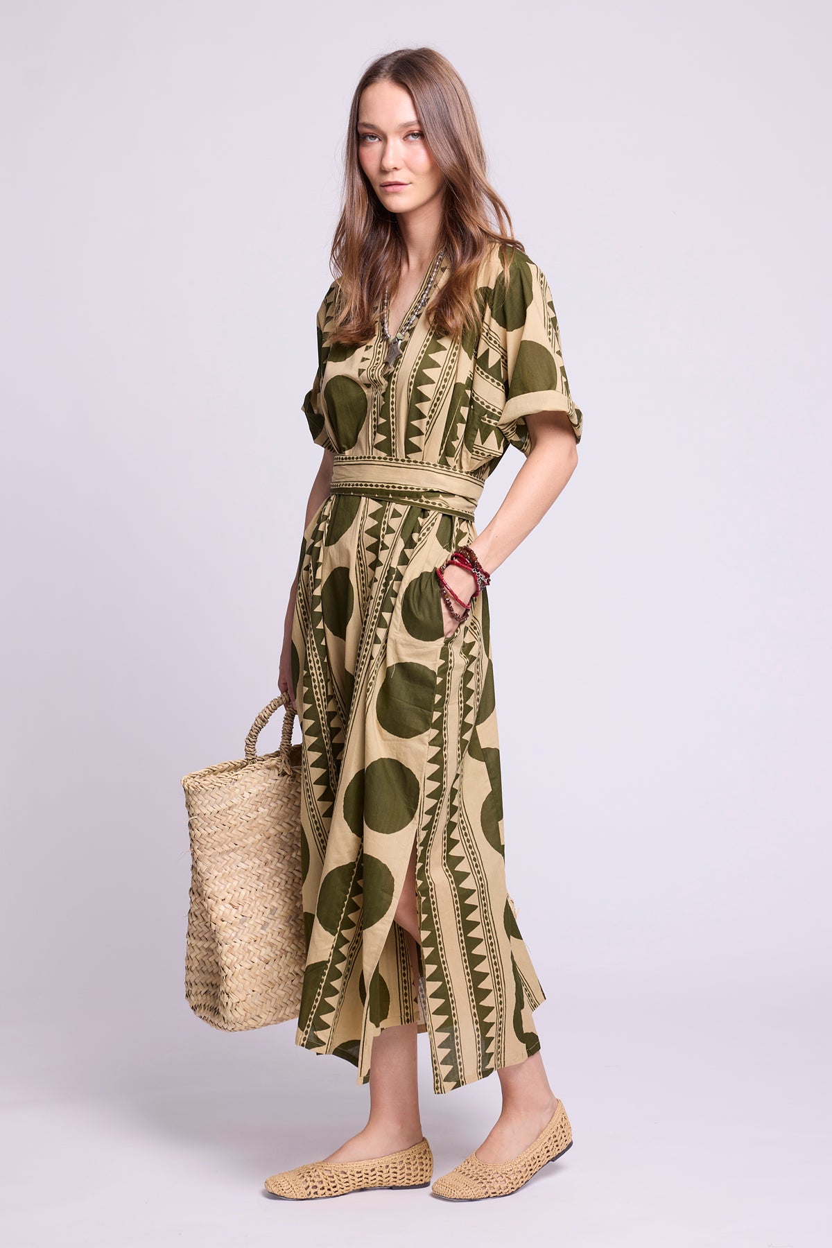 Khaki Geo Kaftan
