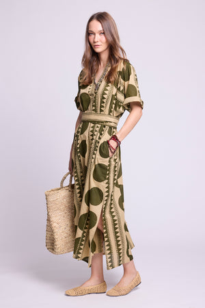 Khaki Geo Kaftan