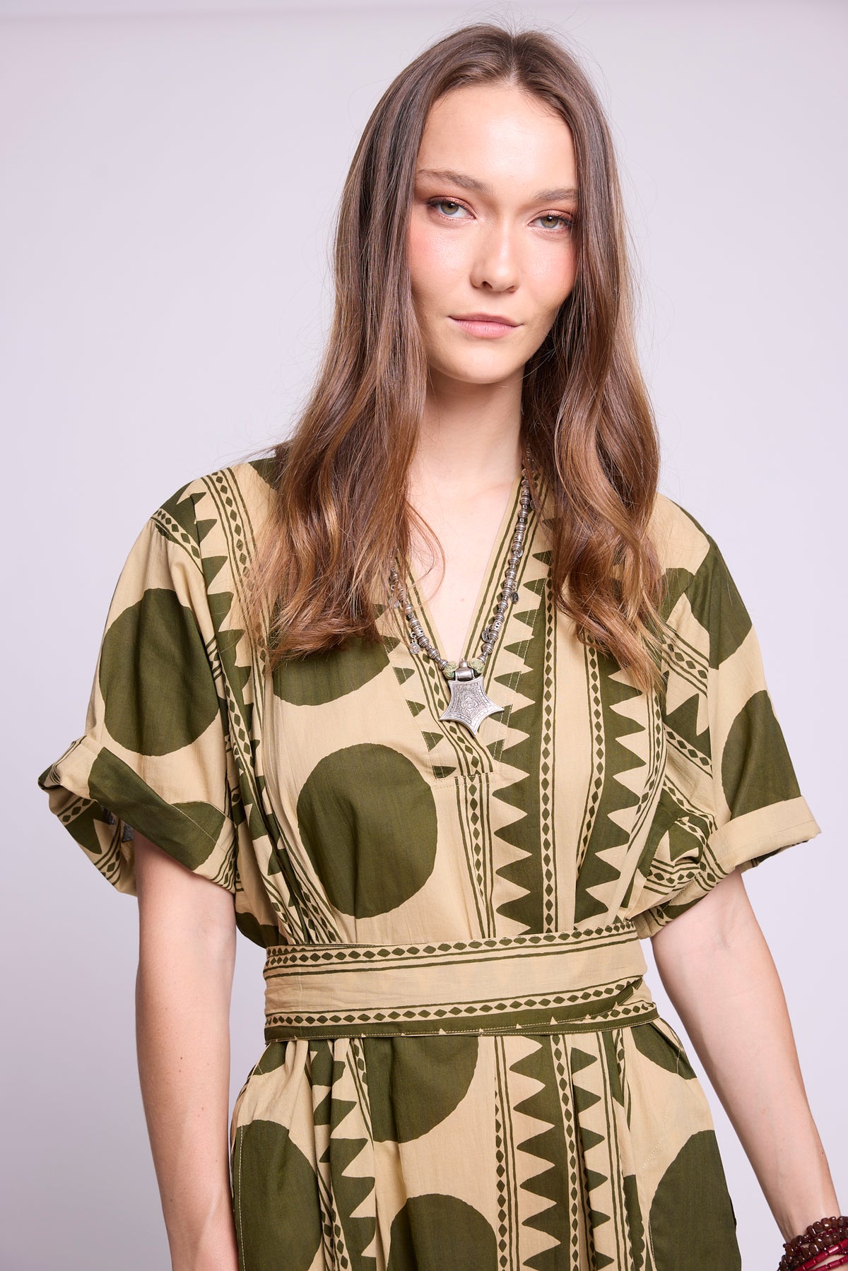 Khaki Geo Kaftan