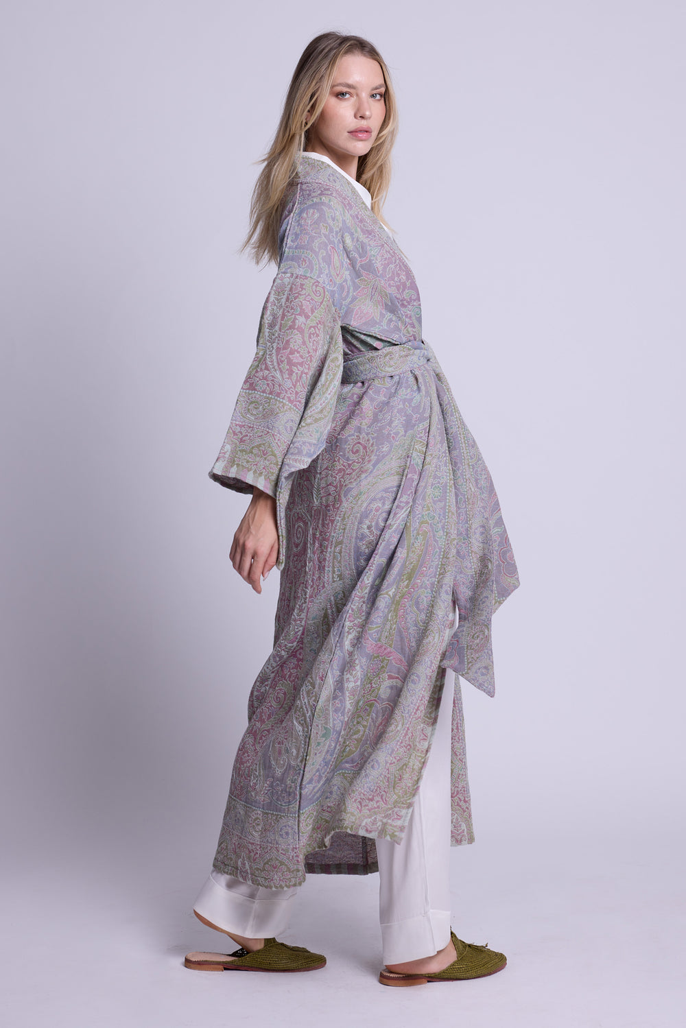 Lilac Paisley Kimono Coat