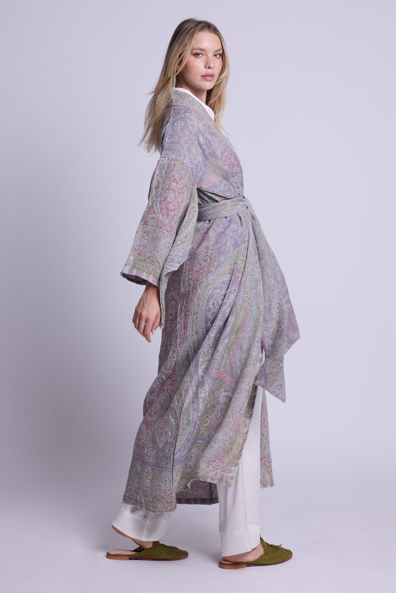 Lilac Paisley Kimono Coat