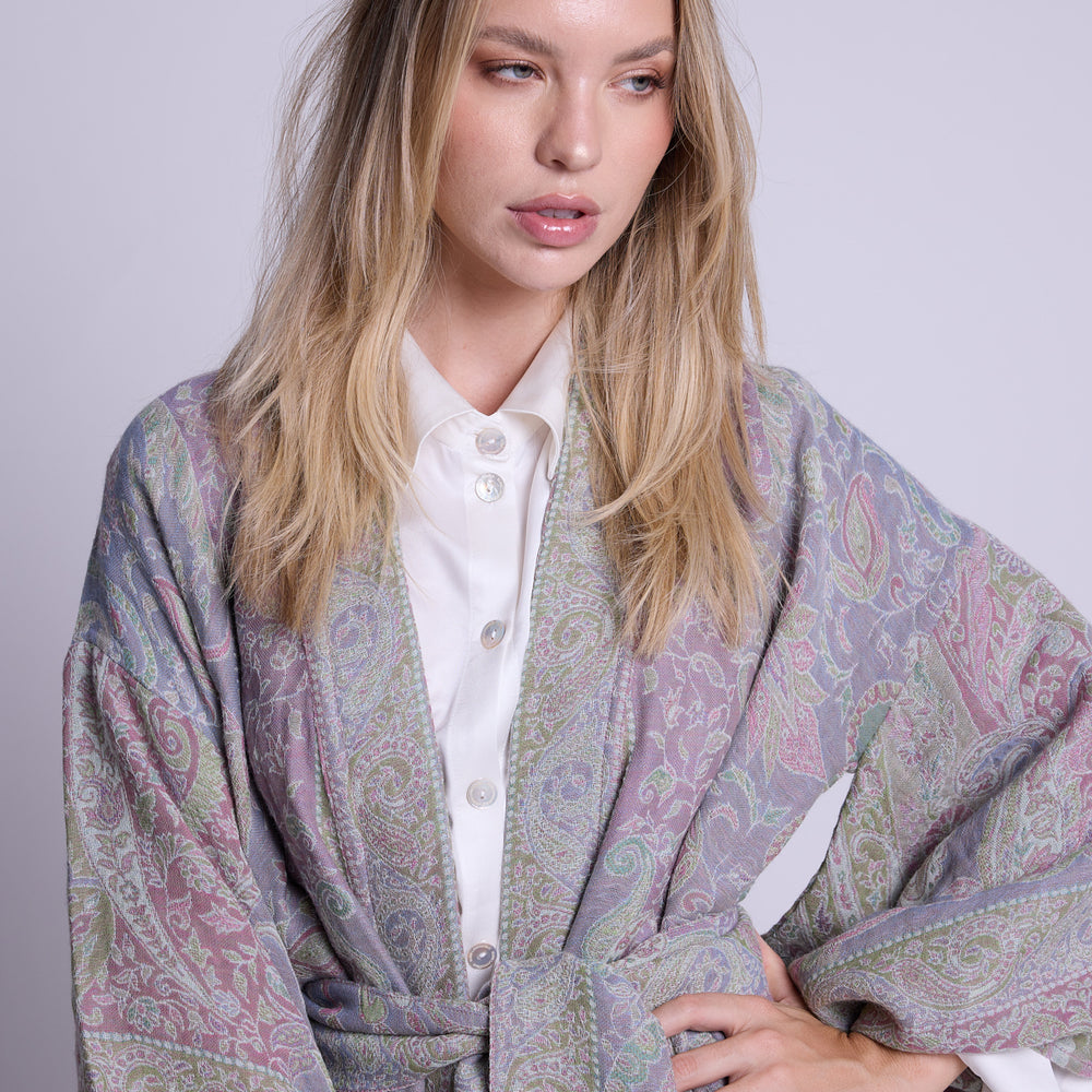 
                      
                        Lilac Paisley Kimono Coat
                      
                    