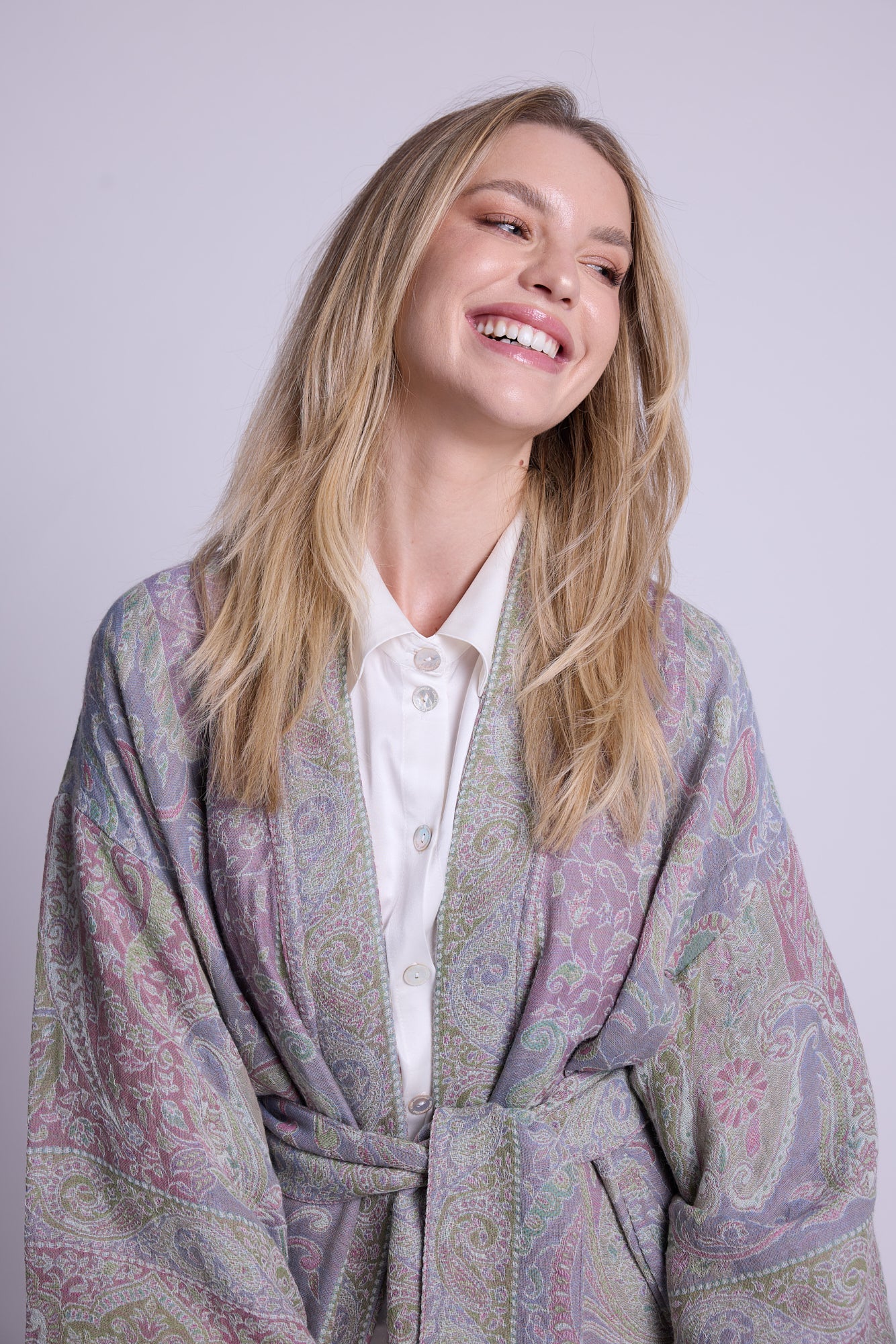 Lilac Paisley Kimono Coat
