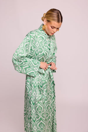 Kushee Green Robe in SMALL GREEN - Sustainable Fashion by KLEED LOUNGEWEAR
