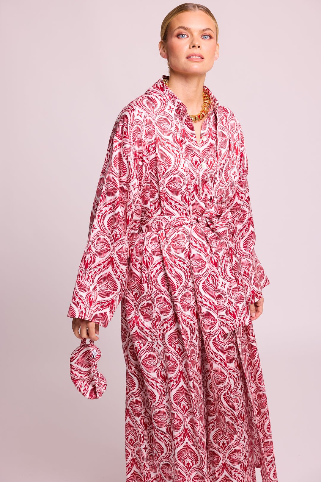 Kushee Red Robe in SMALL RED - Sustainable Fashion by KLEED LOUNGEWEAR