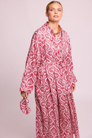 Kushee Red Robe in SMALL RED - Sustainable Fashion by KLEED LOUNGEWEAR