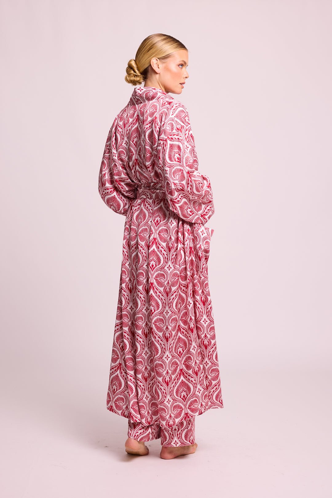 Kushee Red Robe in SMALL RED - Sustainable Fashion by KLEED LOUNGEWEAR