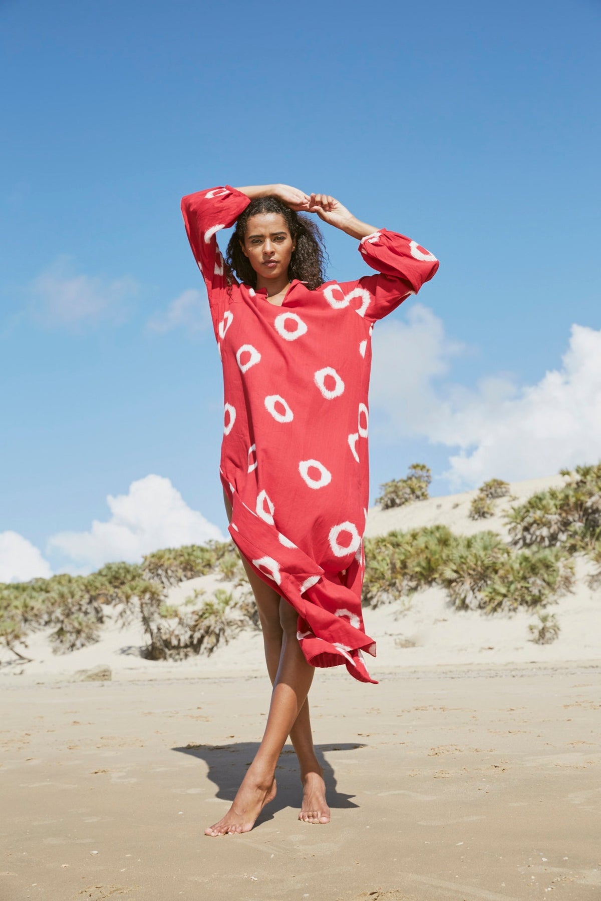 Red Manda Kaftan in XS/S RED - Sustainable Fashion by KLEED LOUNGEWEAR