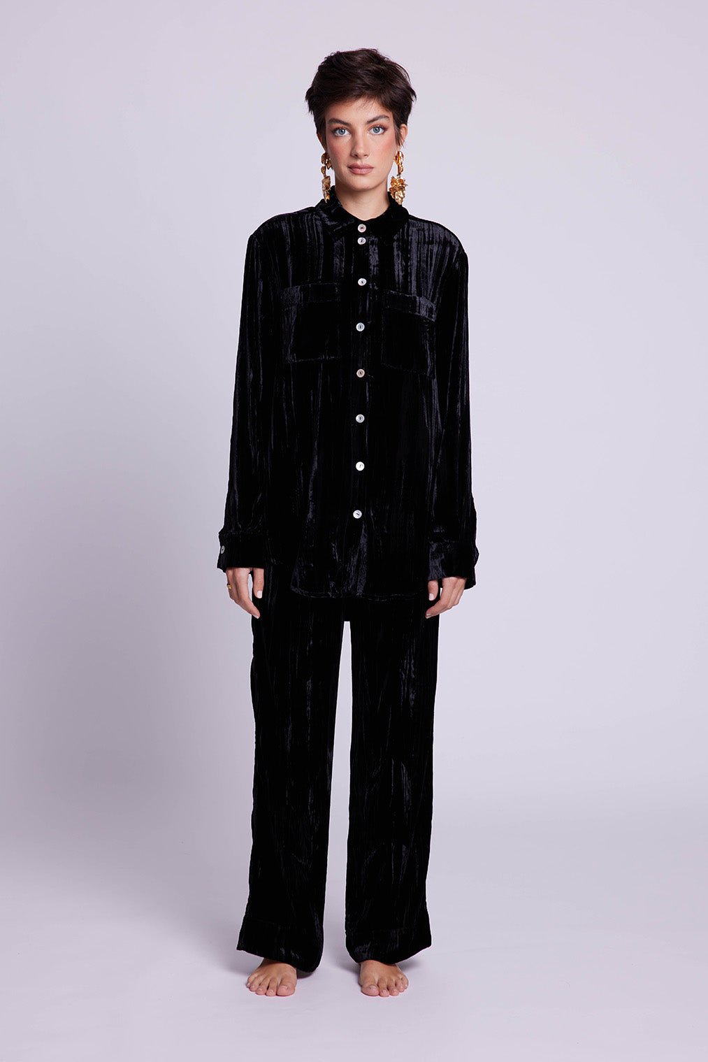 Peepal Black Pyjama in EXTRA SMALL BLACK - Sustainable Fashion by KLEED LOUNGEWEAR