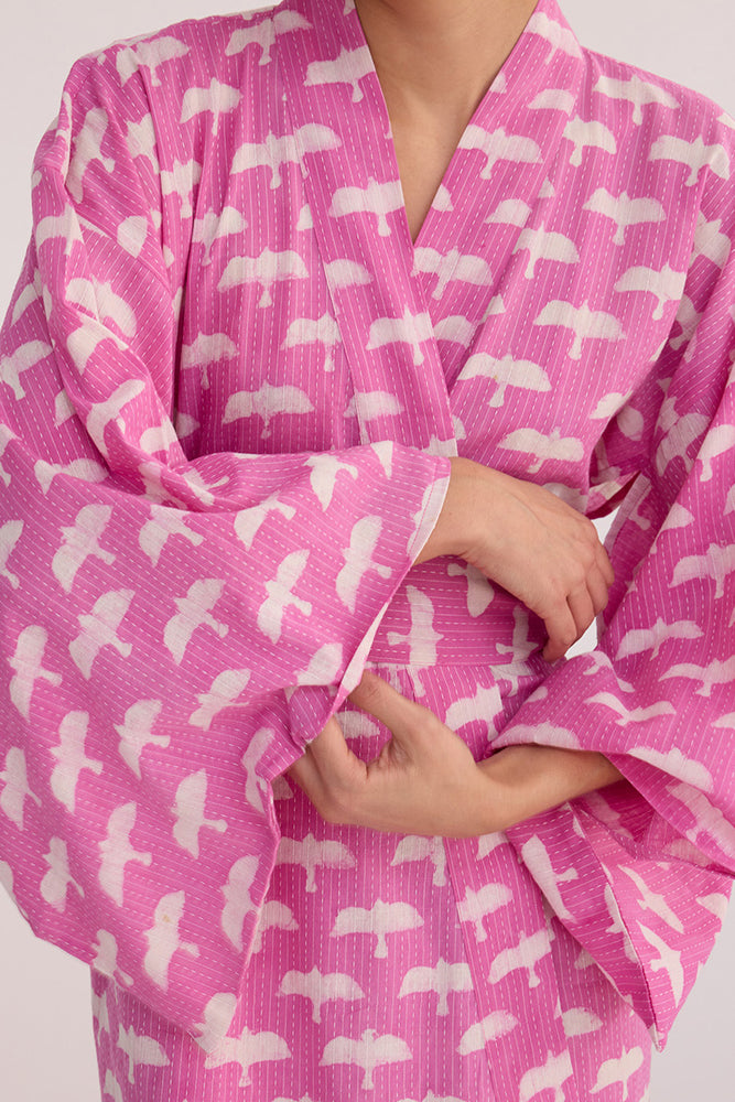 
                      
                        Pink Birds Kimono
                      
                    