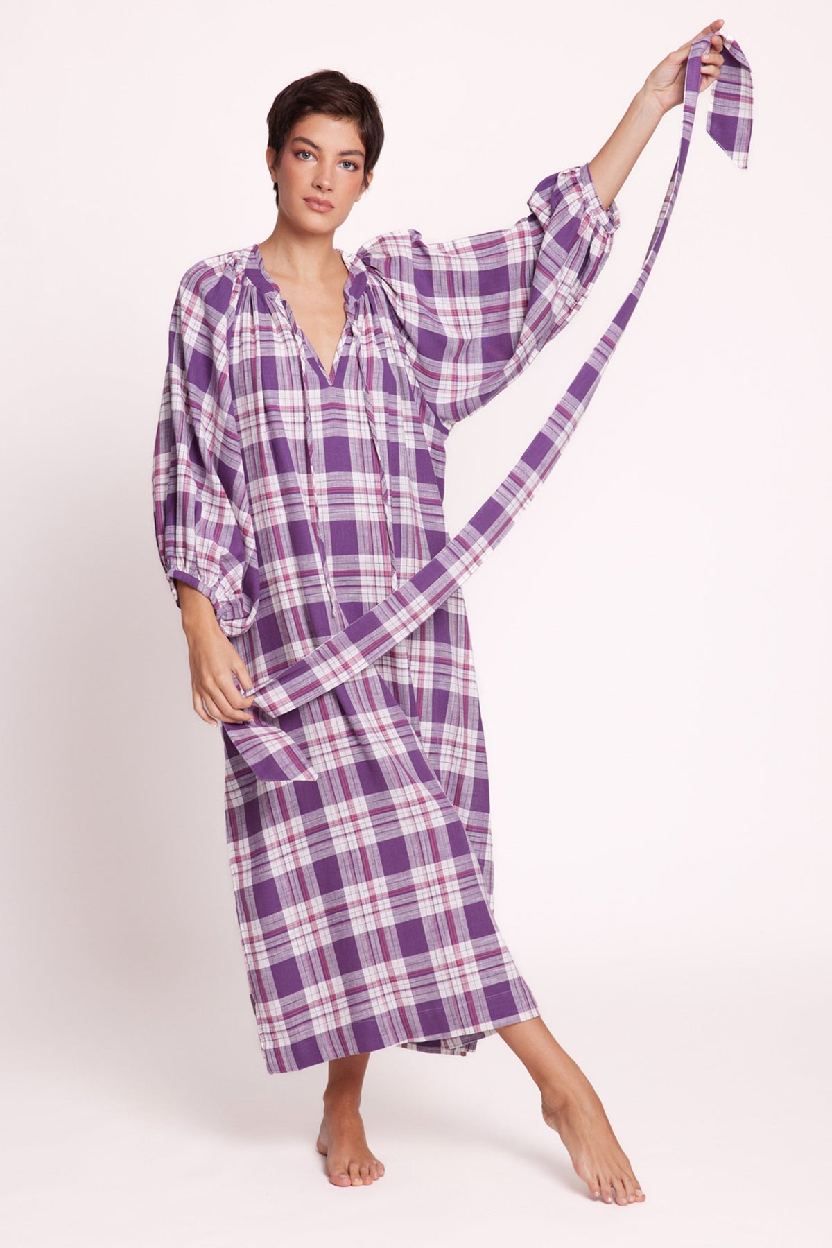 Lilac Chiko Long Kaftan in EXTRA SMALL LILAC - Sustainable Fashion by KLEED LOUNGEWEAR