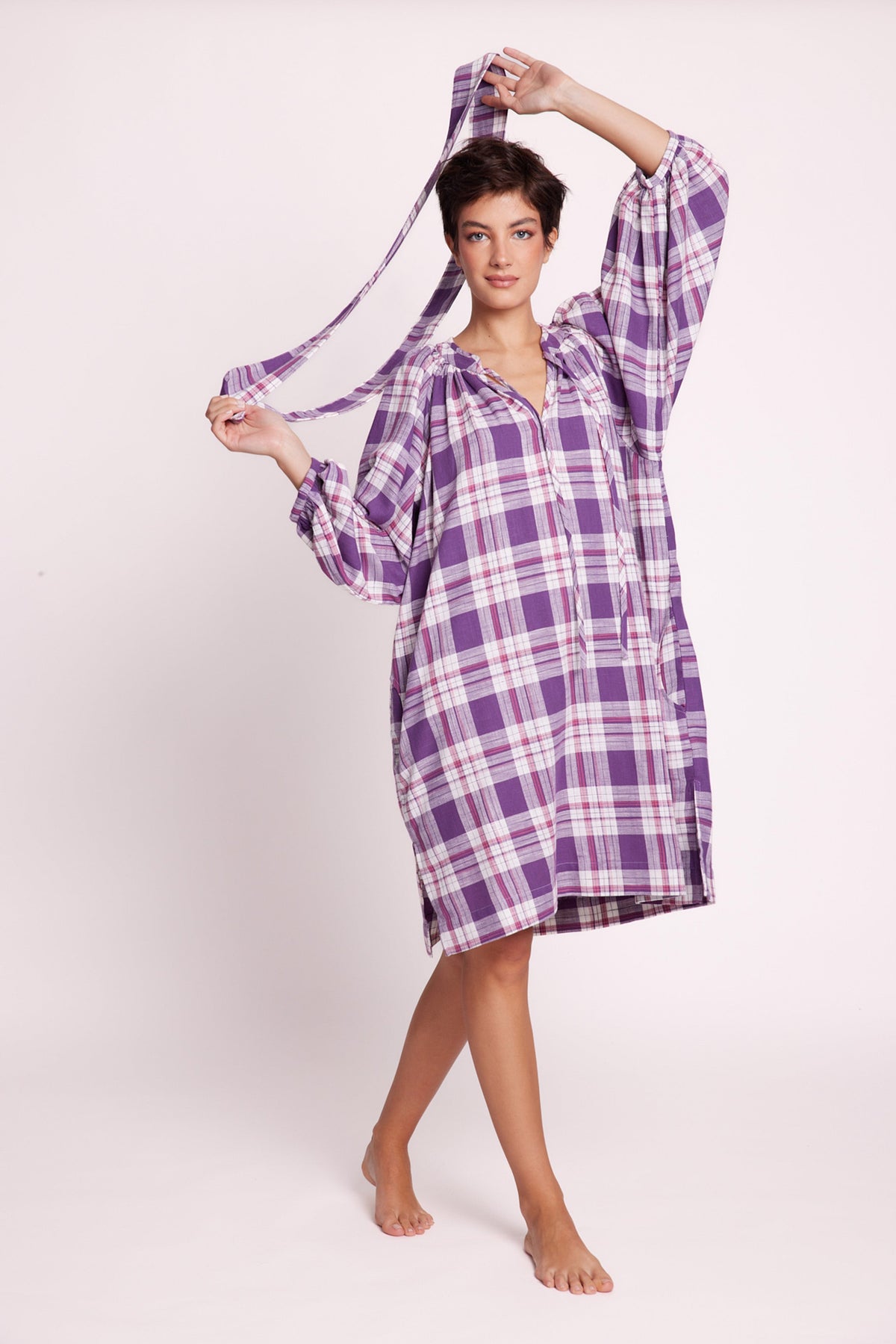 Lilac Chiko Short Kaftan in SMALL LILAC - Sustainable Fashion by KLEED LOUNGEWEAR