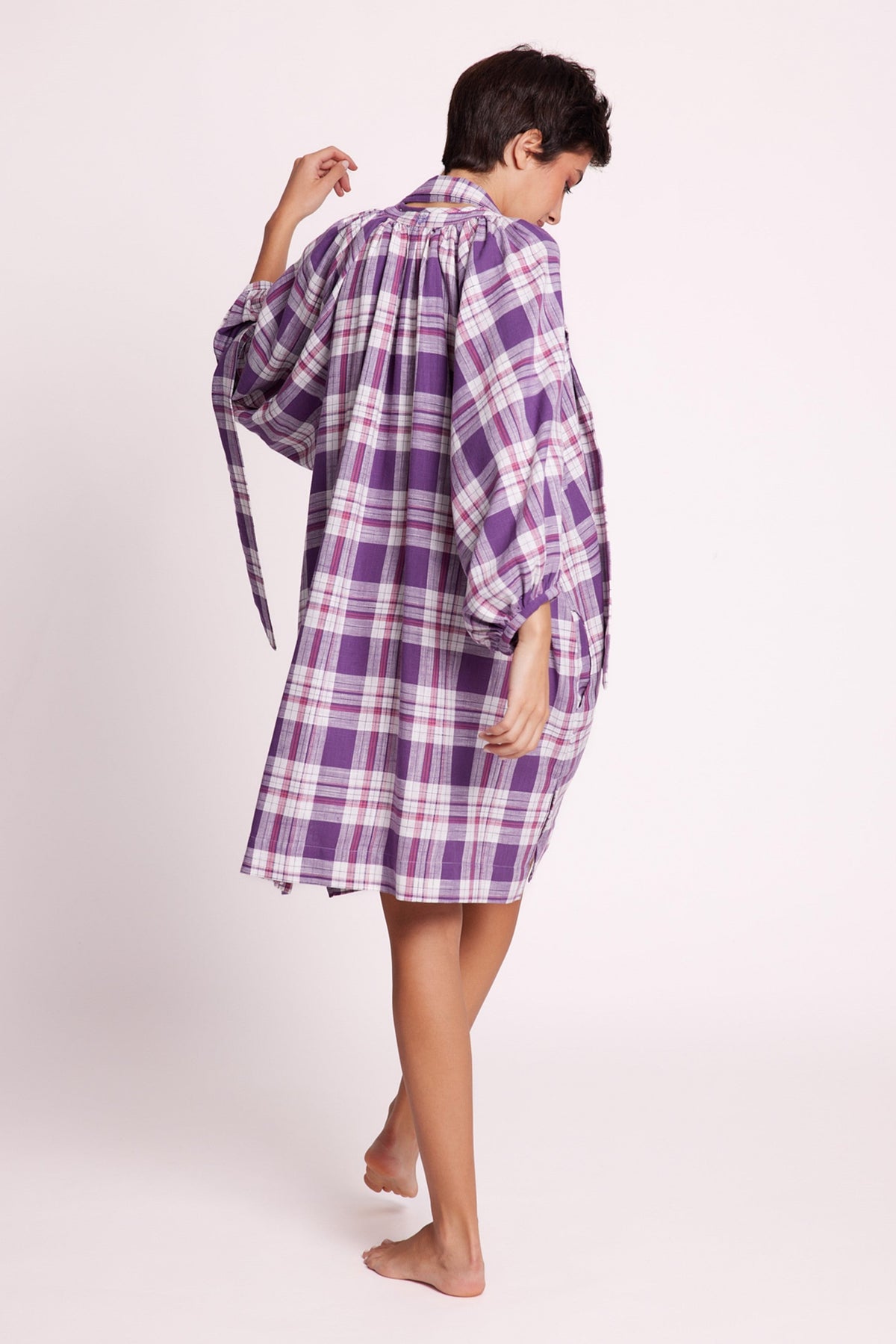 Lilac Chiko Short Kaftan in SMALL LILAC - Sustainable Fashion by KLEED LOUNGEWEAR