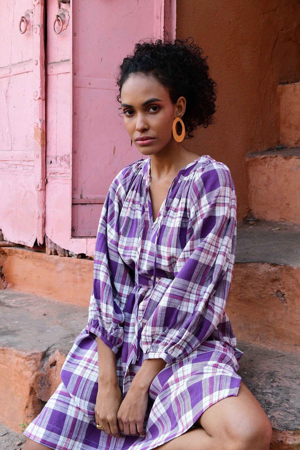 Lilac Chiko Short Kaftan in SMALL LILAC - Sustainable Fashion by KLEED LOUNGEWEAR