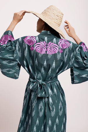 Jaisal Pink Kimono in XS/S GREEN - Sustainable Fashion by KLEED LOUNGEWEAR