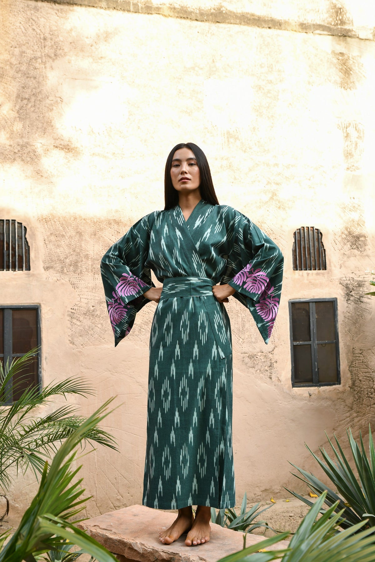 Jaisal Pink Kimono in XS/S GREEN - Sustainable Fashion by KLEED LOUNGEWEAR