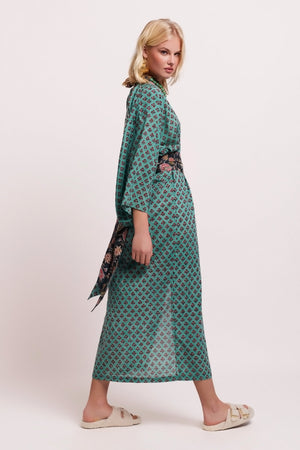 Demoiselle Turquoise Kimono in S/M TURQUOISE - Sustainable Fashion by KLEED LOUNGEWEAR
