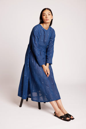 Kolkata Blue Maxi Dress in SMALL BLUE - Sustainable Fashion by KLEED LOUNGEWEAR