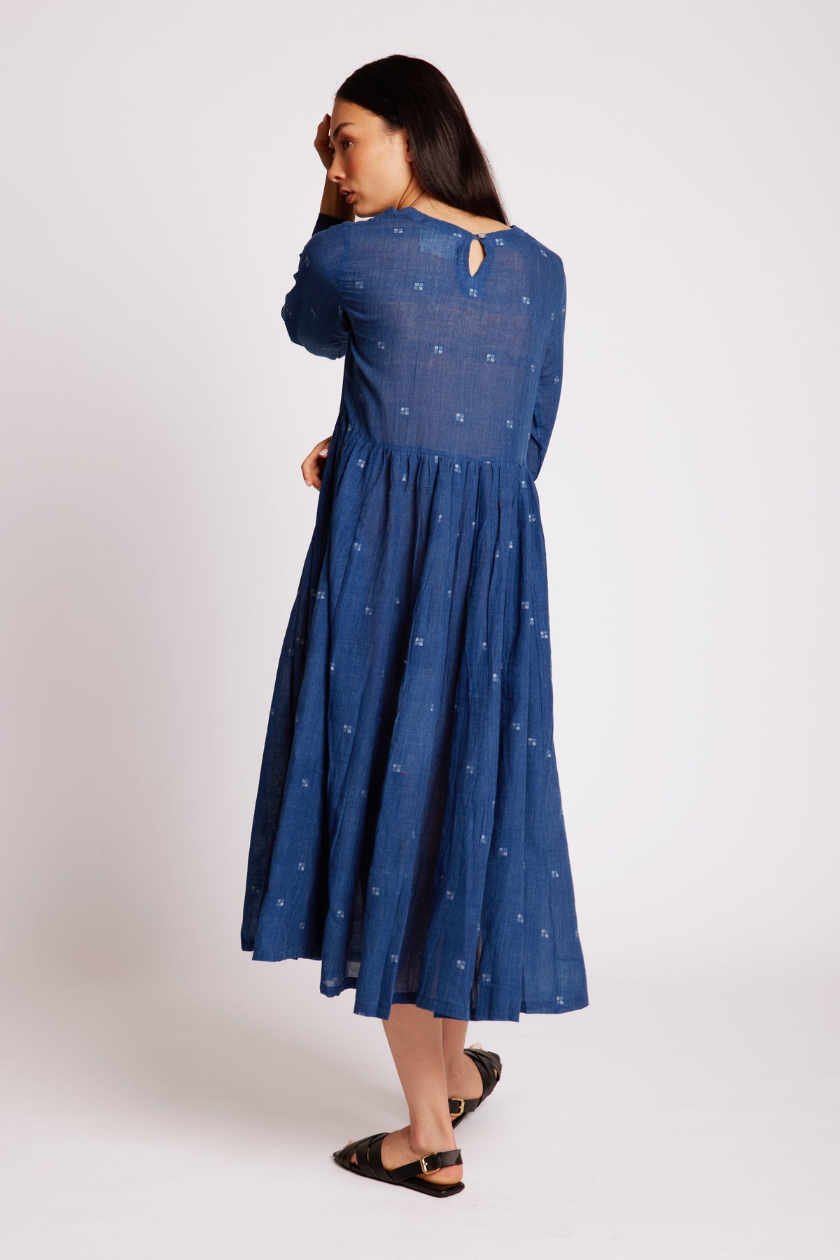 Kolkata Blue Maxi Dress in SMALL BLUE - Sustainable Fashion by KLEED LOUNGEWEAR