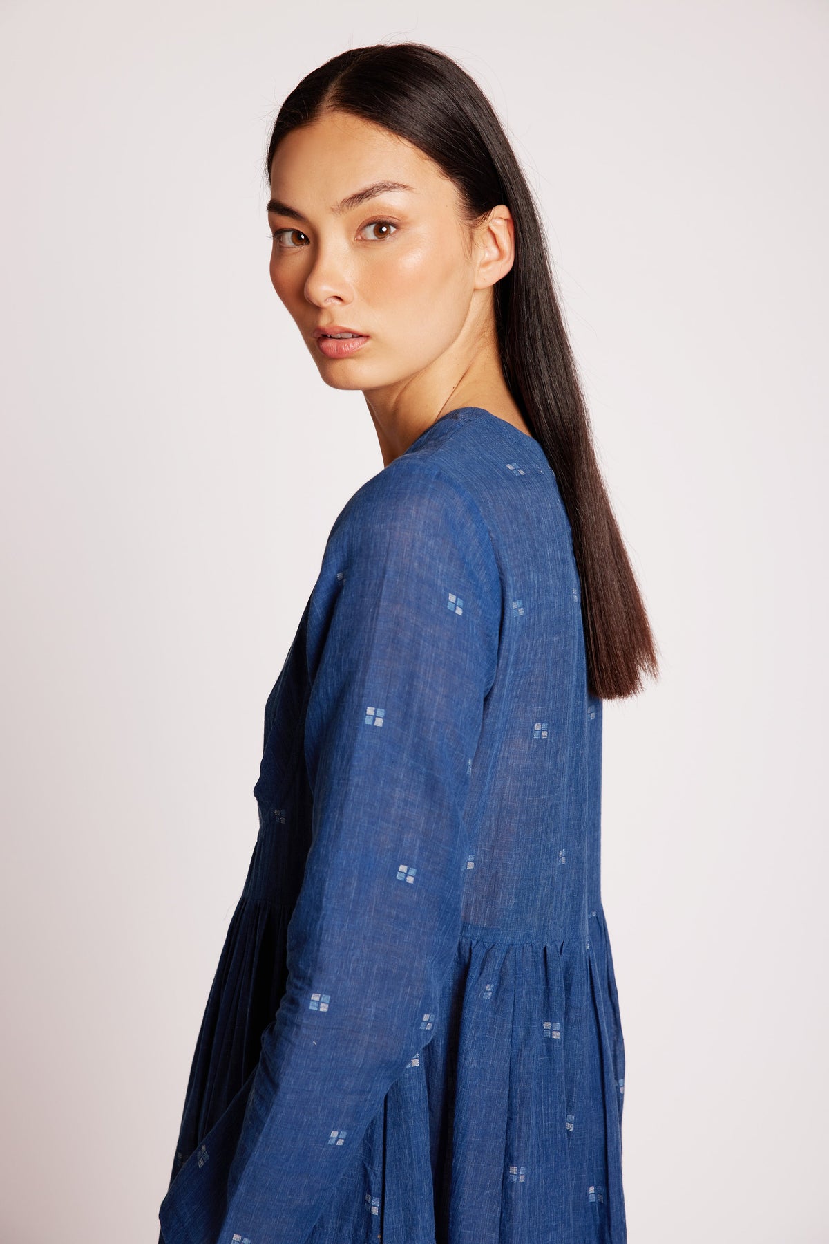 Kolkata Blue Maxi Dress in SMALL BLUE - Sustainable Fashion by KLEED LOUNGEWEAR
