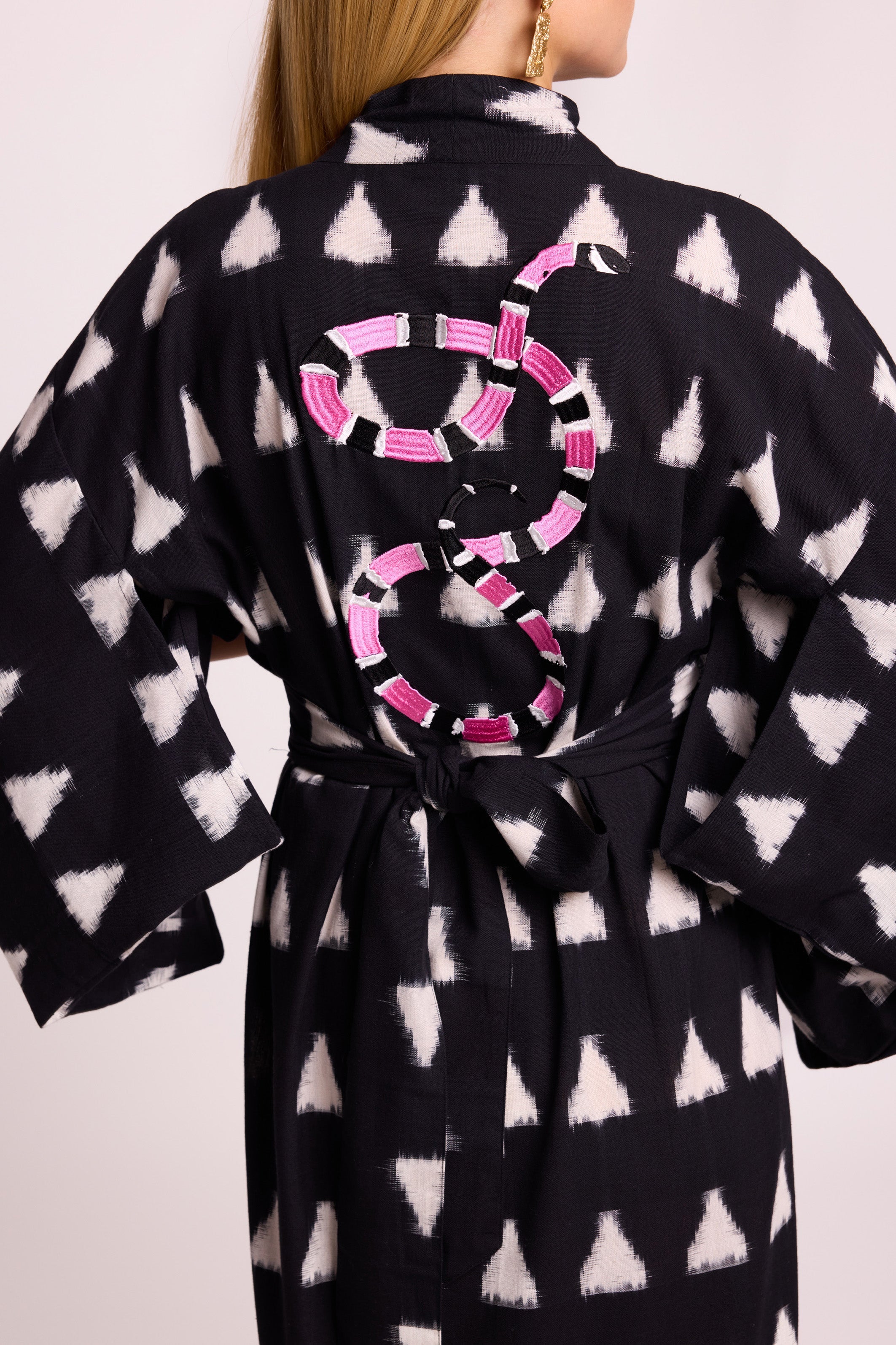 Black Savannah Snake Kimono | Luxury Handcrafted Kimono | KLEED