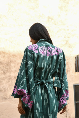 Jaisal Pink Kimono in XS/S GREEN - Sustainable Fashion by KLEED LOUNGEWEAR