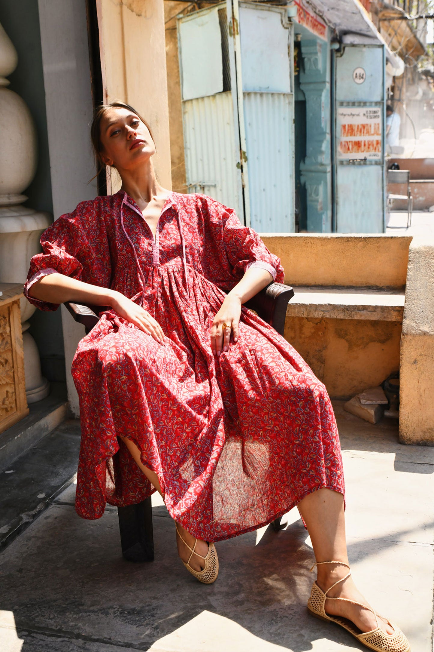 Kaala Red Midi Dress [KLEED]