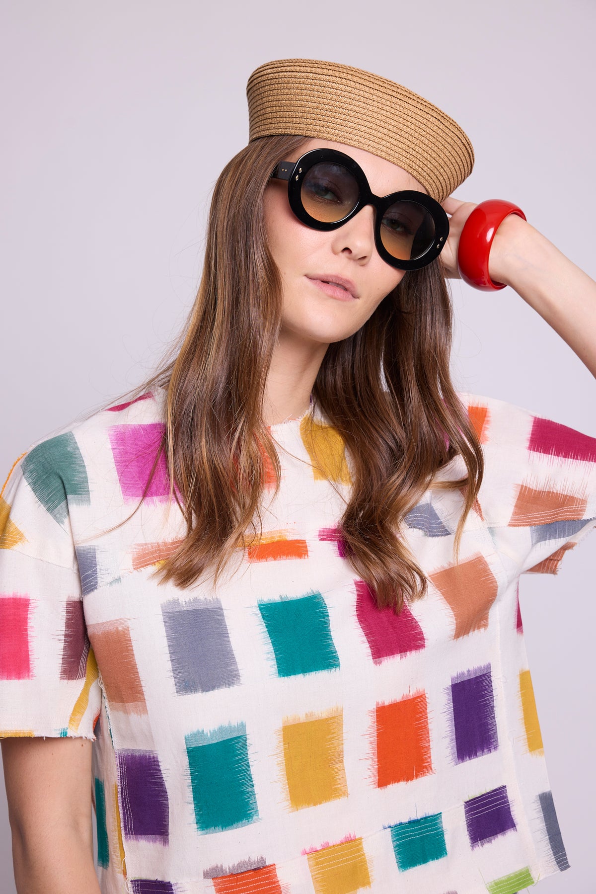 KLEED Kaner Multisquares sustainable cotton pyjama — handloomed ikat top and elasticated waist shorts