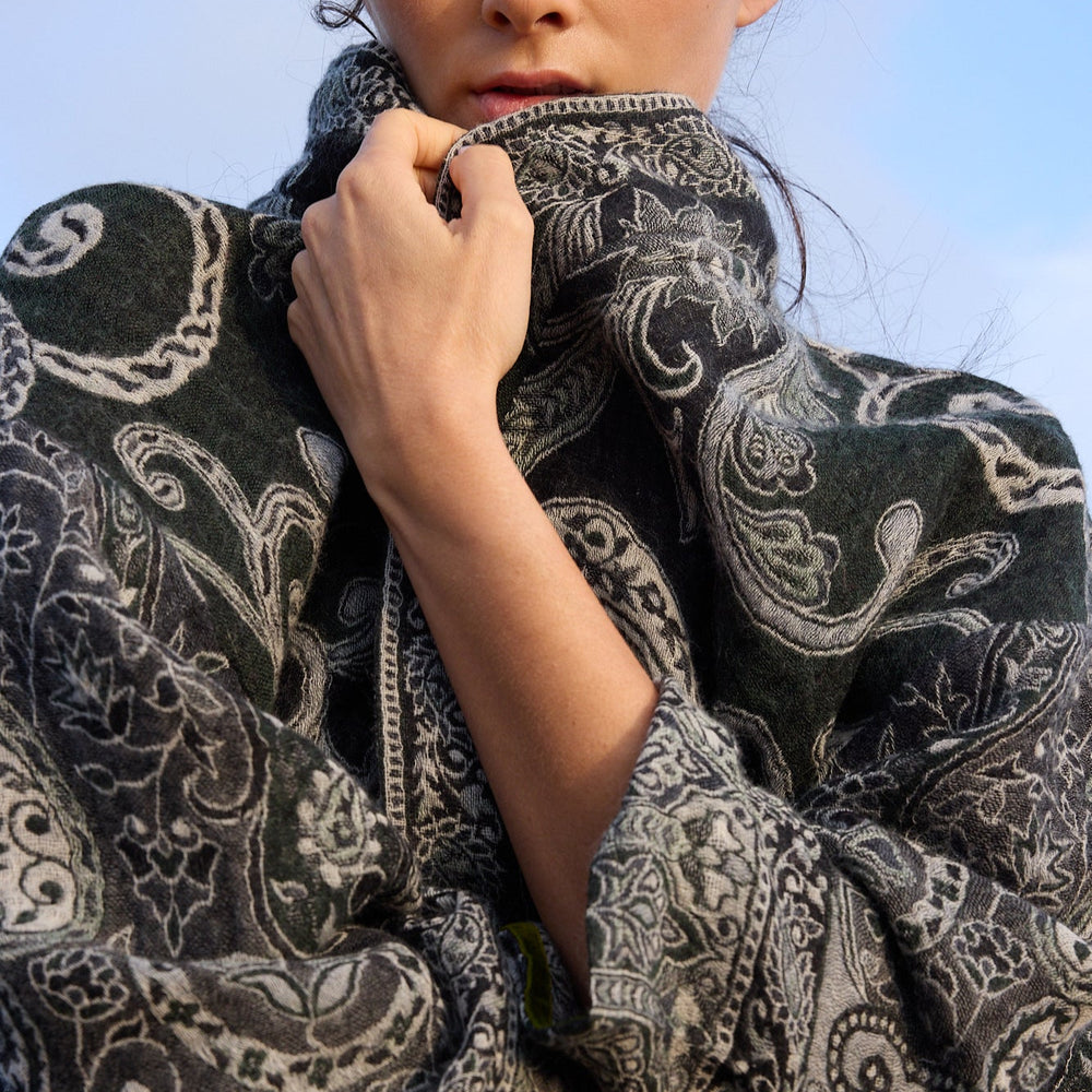 Green Paisley Kimono Coat in S/M GREEN - Sustainable Fashion by KLEED LOUNGEWEAR