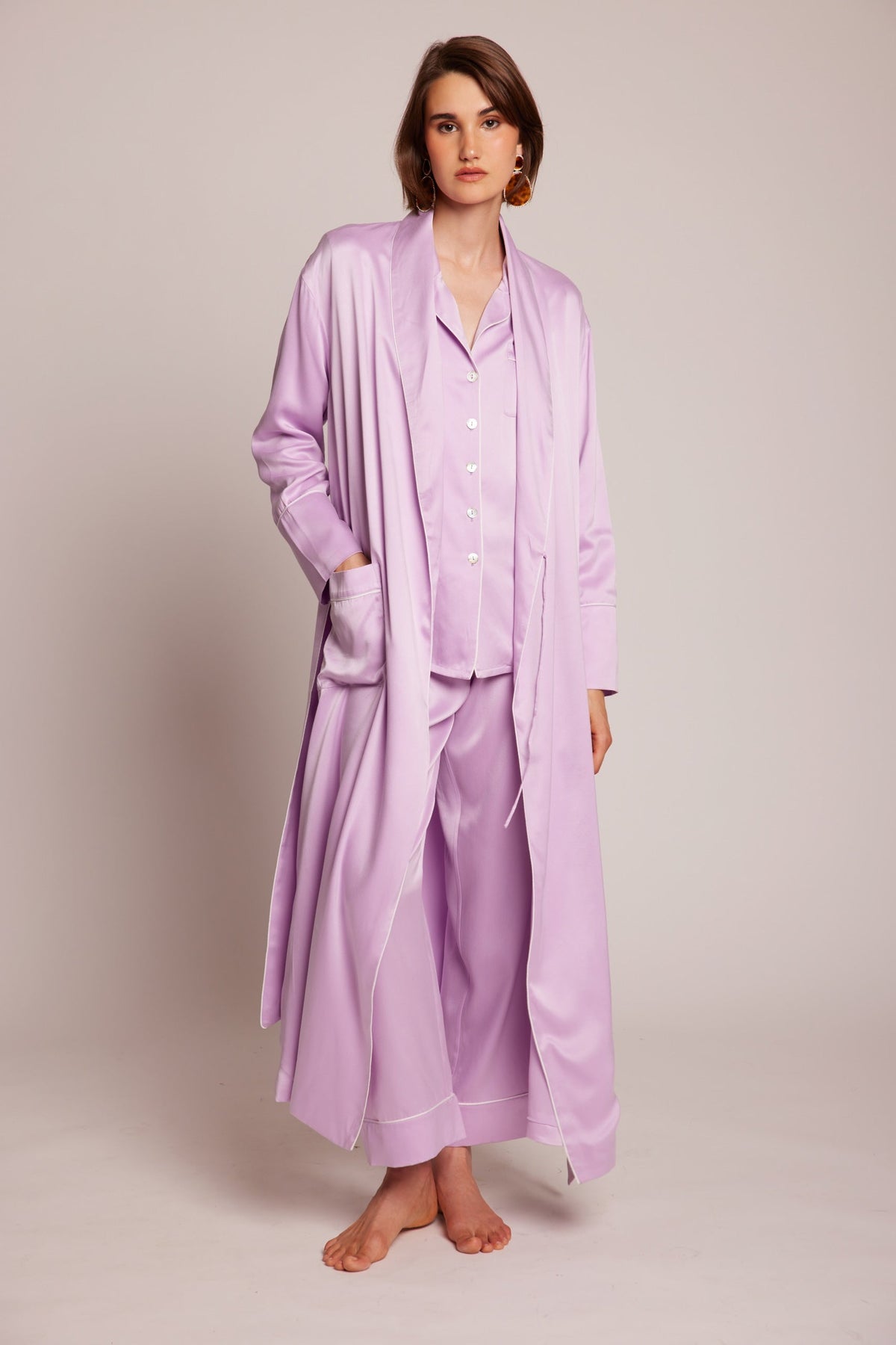 Roller Lilac Robe in S/M LILAC - Sustainable Fashion by KLEED LOUNGEWEAR